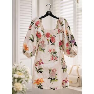 Cara Cara Montauk  mini dress in the Egret Camellia size L